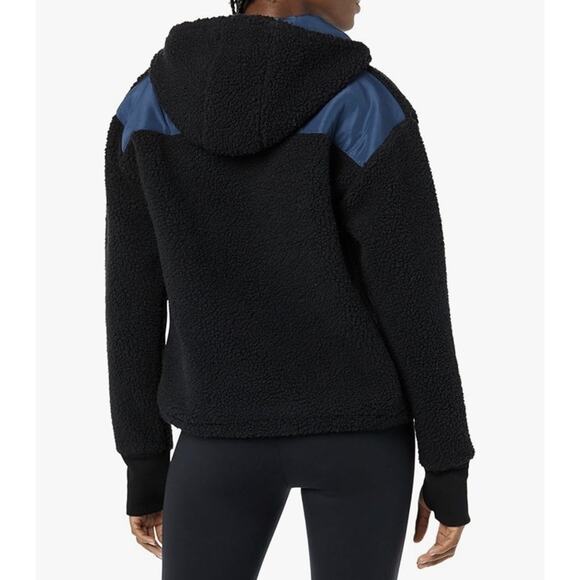 Teddy Fleece Quarter Snap Hooded Pullover Jacket Womens Plus Size 4X Sweatshirt - Picture 4 of 5